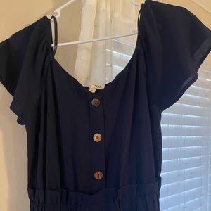 Off shoulder navy jumpsuit